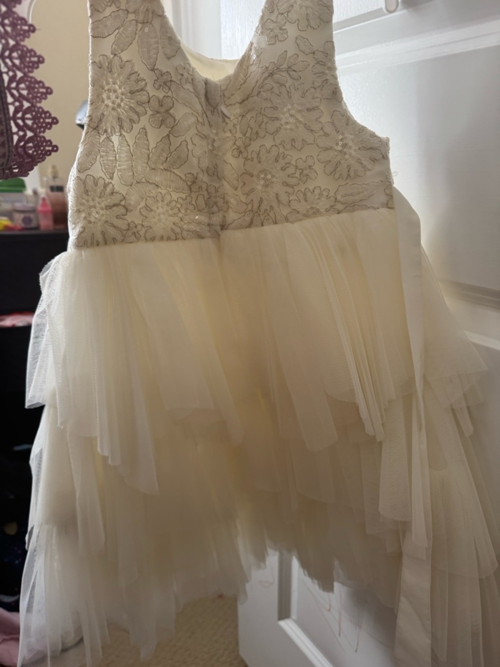 American Princess Ivory Lace Bodice Tulle Layered Party Dress